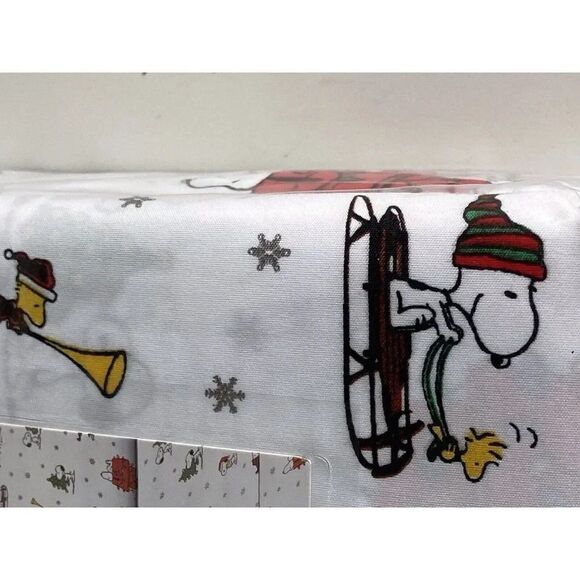 Peanuts Snoopy Charlie Brown Holiday Christmas Queen Size Soft Sheet Set NEW - Picture 13 of 15